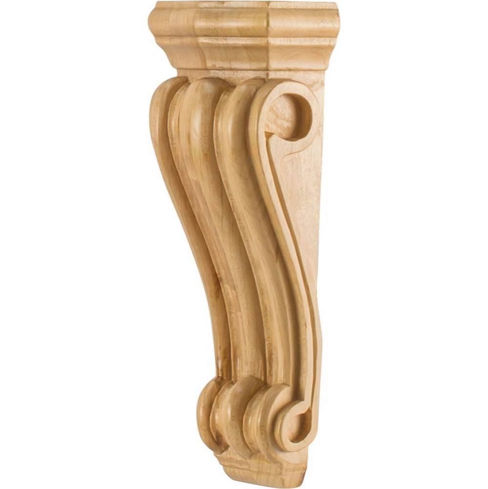 3-1/16'' W x 2'' D x 8'' H Maple Scrolled Corbel