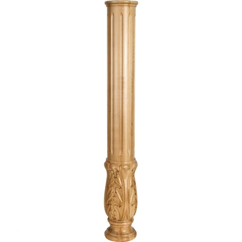 5'' D x 35'' H Rubberwood Acanthus Fireplace Column