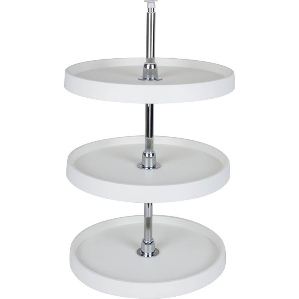 18'' Round Three-Shelf Plastic Lazy Susan Set with Chrome Hubs