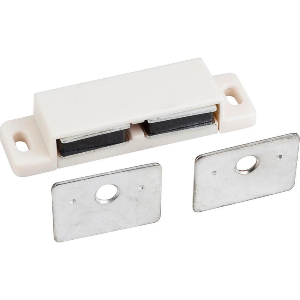 15 lb. White Double Magnetic Catch with Zinc Strike and Screws