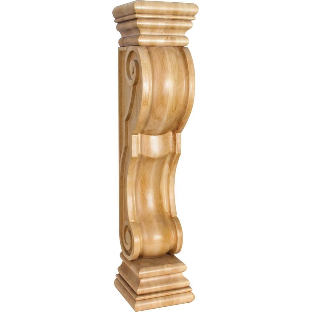 8'' W x 8'' D x 36'' H Rubberwood Rounded Scroll Fireplace Corbel