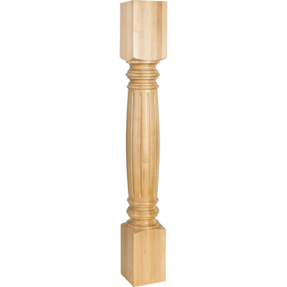 4-1/2'' W x 4-1/2'' D x 35-1/2'' H Rubberwood Fluted Post