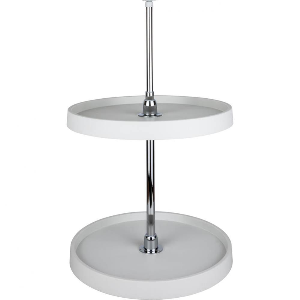 24'' Round Two-Shelf Plastic Lazy Susan Set with Chrome Hubs