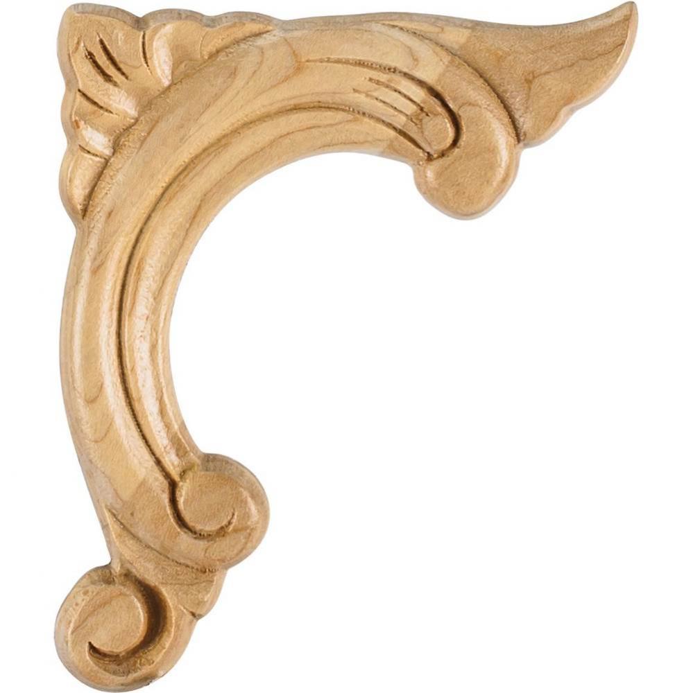 3-3/4'' W x 3/8'' D x 4-1/2'' H Right Corner Maple Acanthus Applique