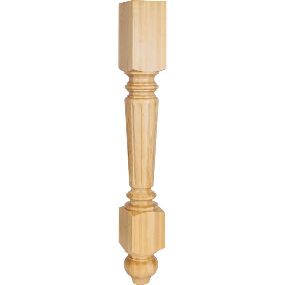 4-1/2'' W x 4-1/2'' D x 35-1/2'' H Rubberwood Fluted Leg