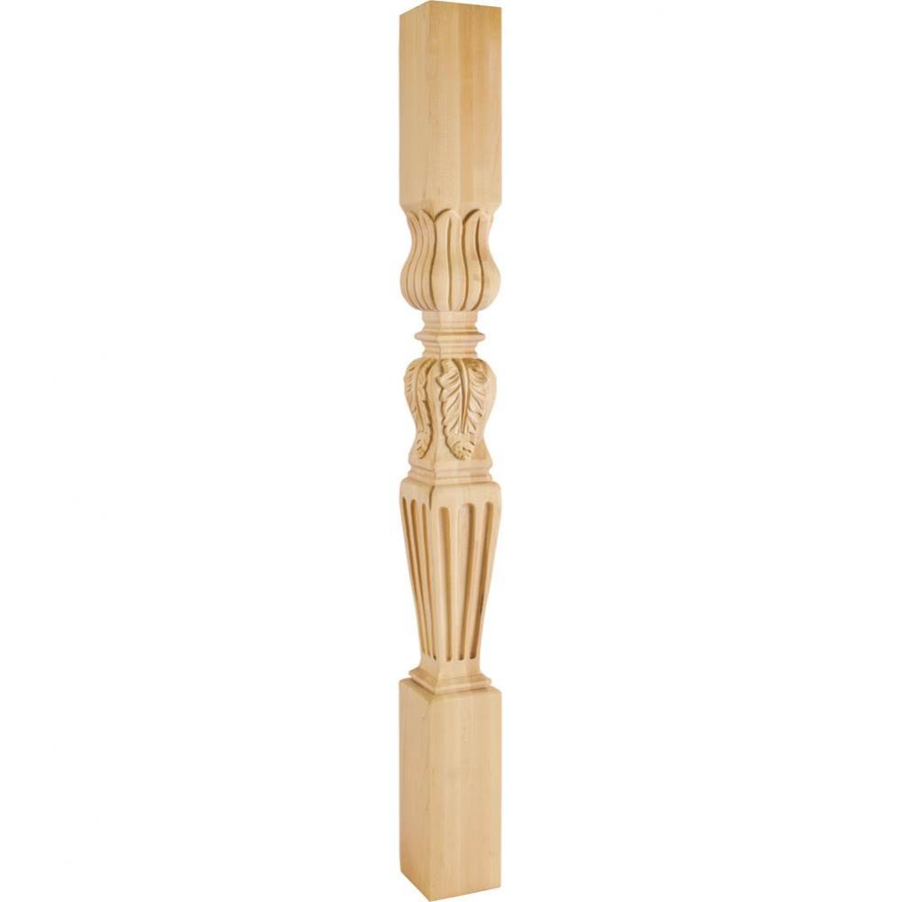 3-3/4'' W x 3-3/4'' D x 42'' H Rubberwood Fluted Acanthus Post