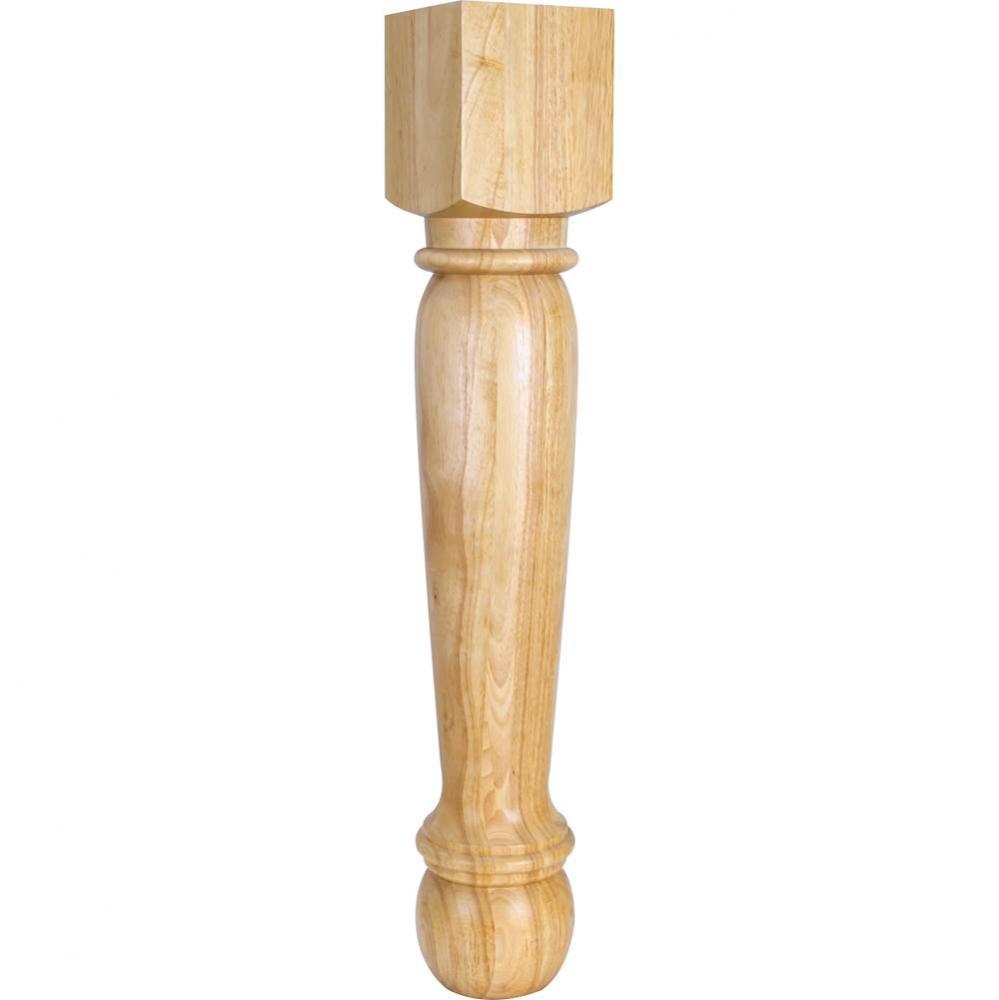 6'' W x 6'' D x 35-1/2'' H Rubberwood Turned Post