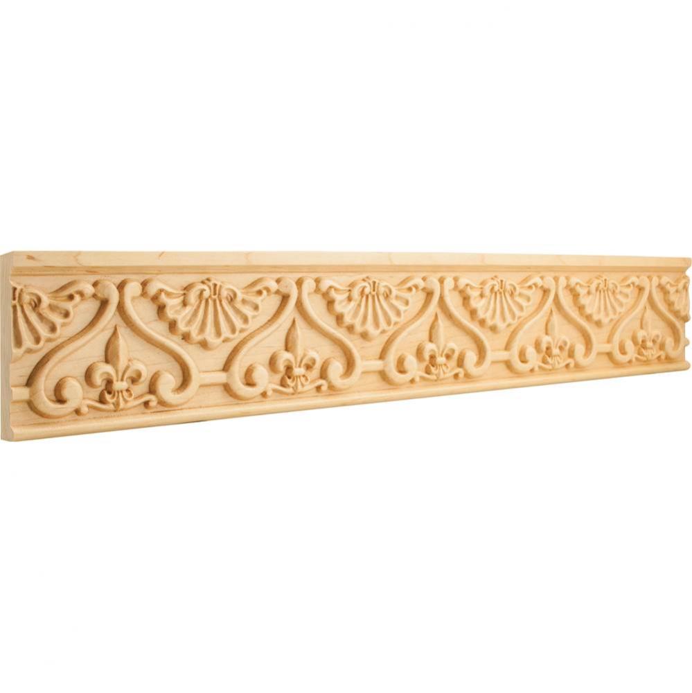 7/8'' D x 4'' H Hard Maple Fleur-de-lis Hand Carved Moulding