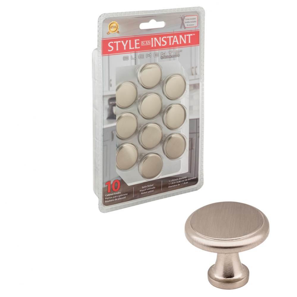 1-3/16'' Diameter Satin Nickel Round Kenner Retail Packaged Cabinet Knob