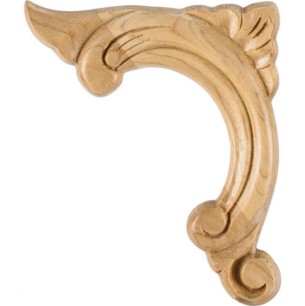 3-3/4'' W x 3/8'' D x 4-1/2'' H Left Corner Maple Acanthus Applique