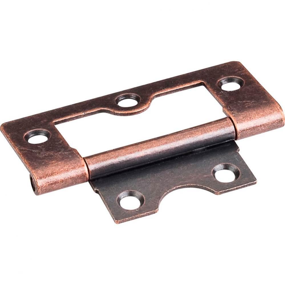 2-1/2'' Antique Copper Fixed Pin Flat Back Non-mortise Hinge