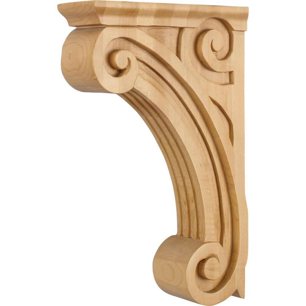 3'' W x 9'' D x 14'' H Cherry Scrolled Fluted Corbel