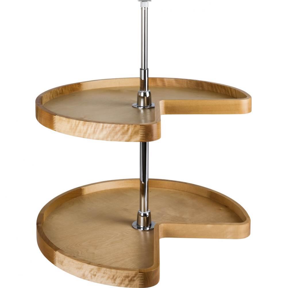 24'' Kidney Two-Shelf Wood Lazy Susan Set