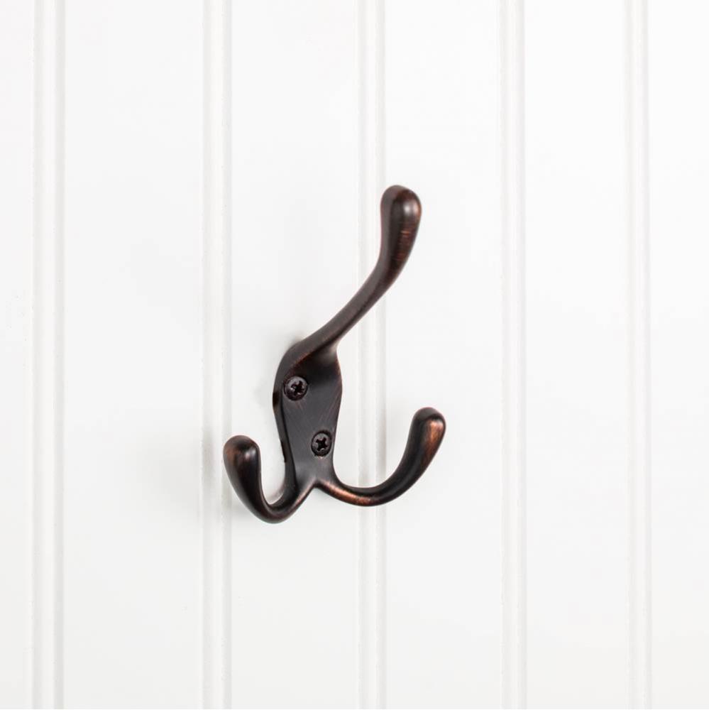 4'' Brushed Oil Rubbed Bronze Large Triple Prong Wall Mounted Hook