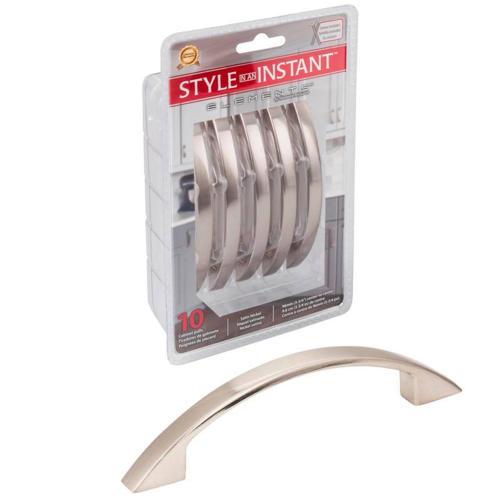 96 mm Center-to-Center Satin Nickel Arched Somerset Retail Packaged Cabinet Pull