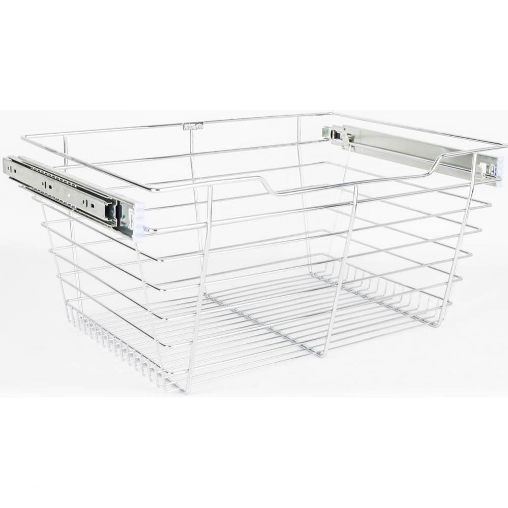 Chrome Closet Pullout Basket with Slides 14''D x 29''W x 11''H