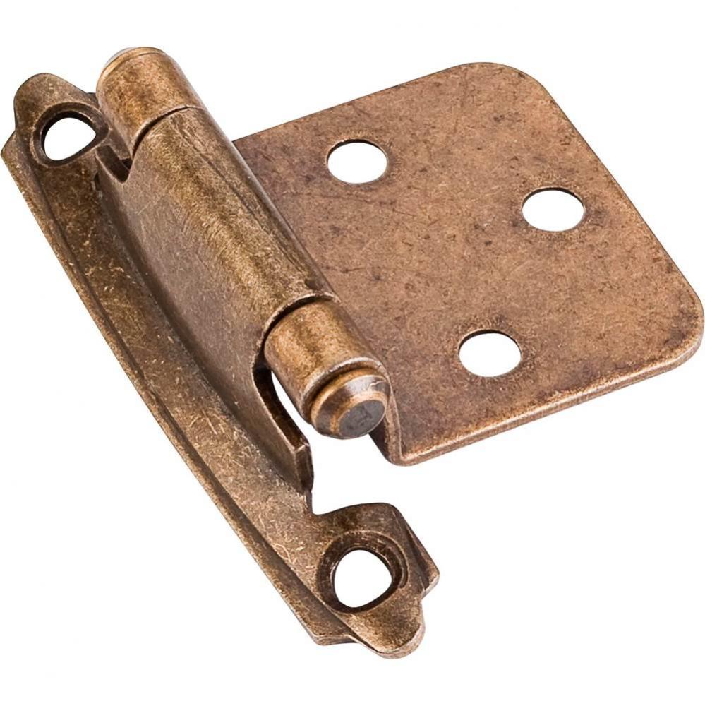 Decorative Self-closing Overlay Hinge, Face Frame Mount - Burnished Brass