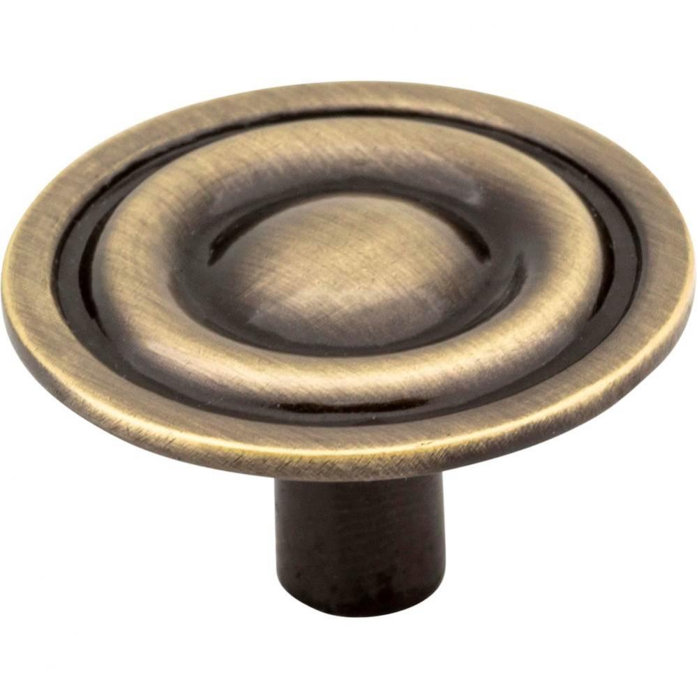 1-5/16'' Diameter Brushed Antique Brass Kingsport Cabinet Mushroom Knob