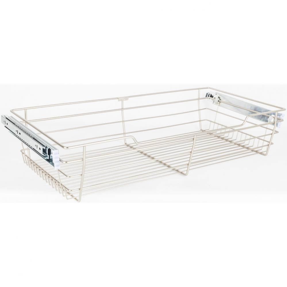 Satin Nickel Closet Pullout Basket with Slides 14''D x 23''W x 6''H