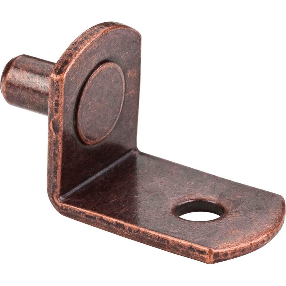 Antique Copper 5 mm Pin Angled Shelf Support with 3/4'' Arm and 1/8'' Hole - P