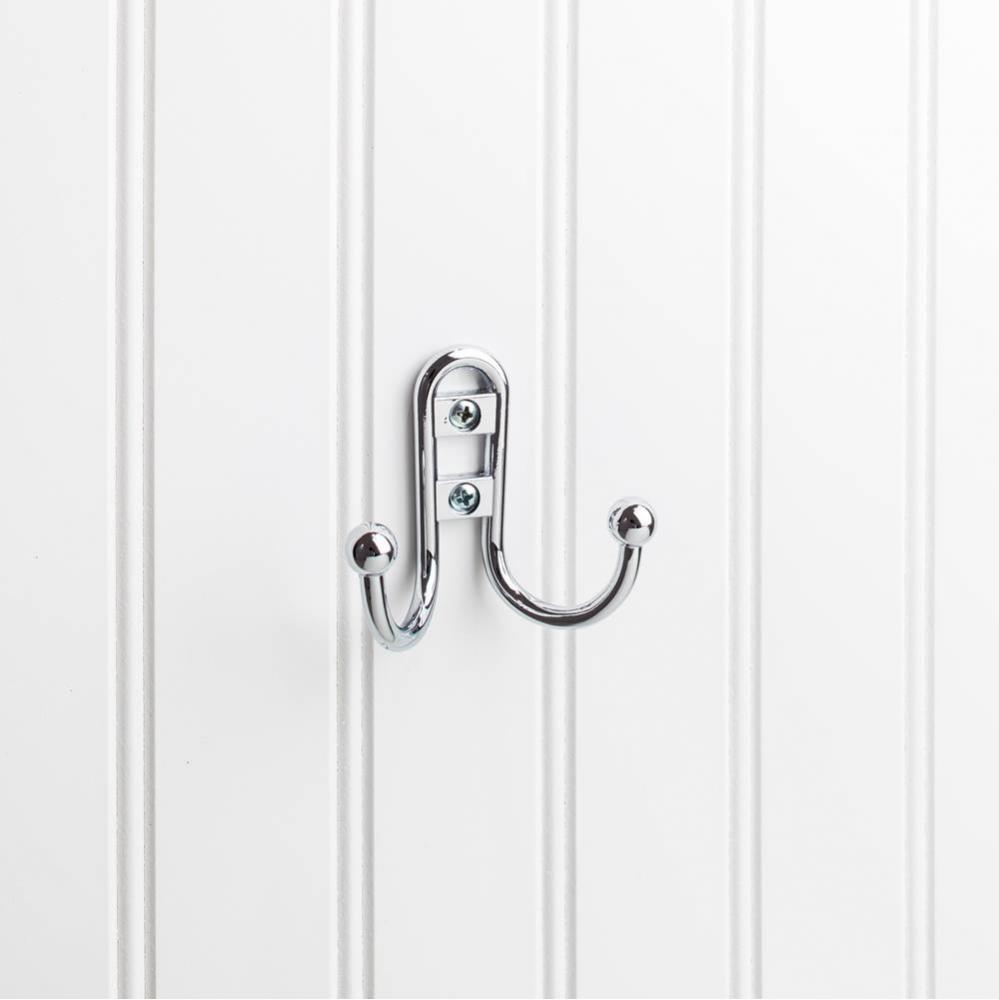 2-9/16'' Polished Chrome Classic Double Prong Ball End Wall Mounted Hook