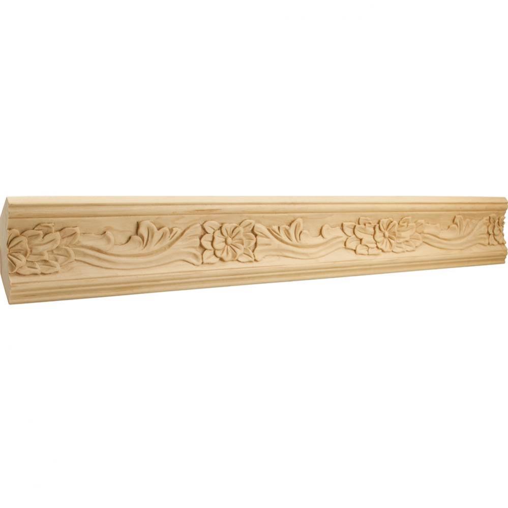 1'' D x 3-3/4'' H Basswood Botanical Hand Carved Crown Moulding