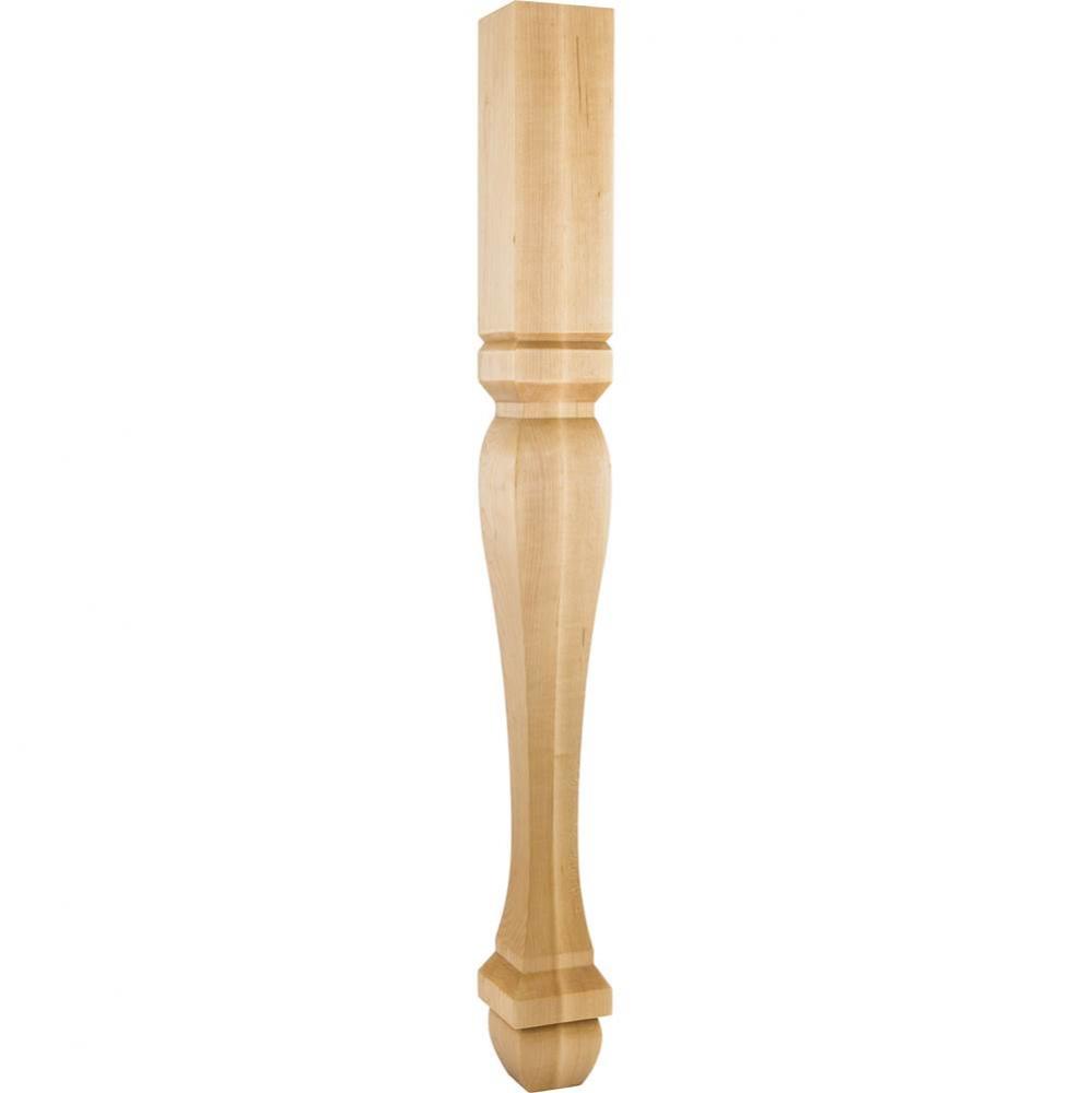 3-1/2'' W x 3-1/2'' D x 35-1/2'' H Hard Maple Footed Square Post