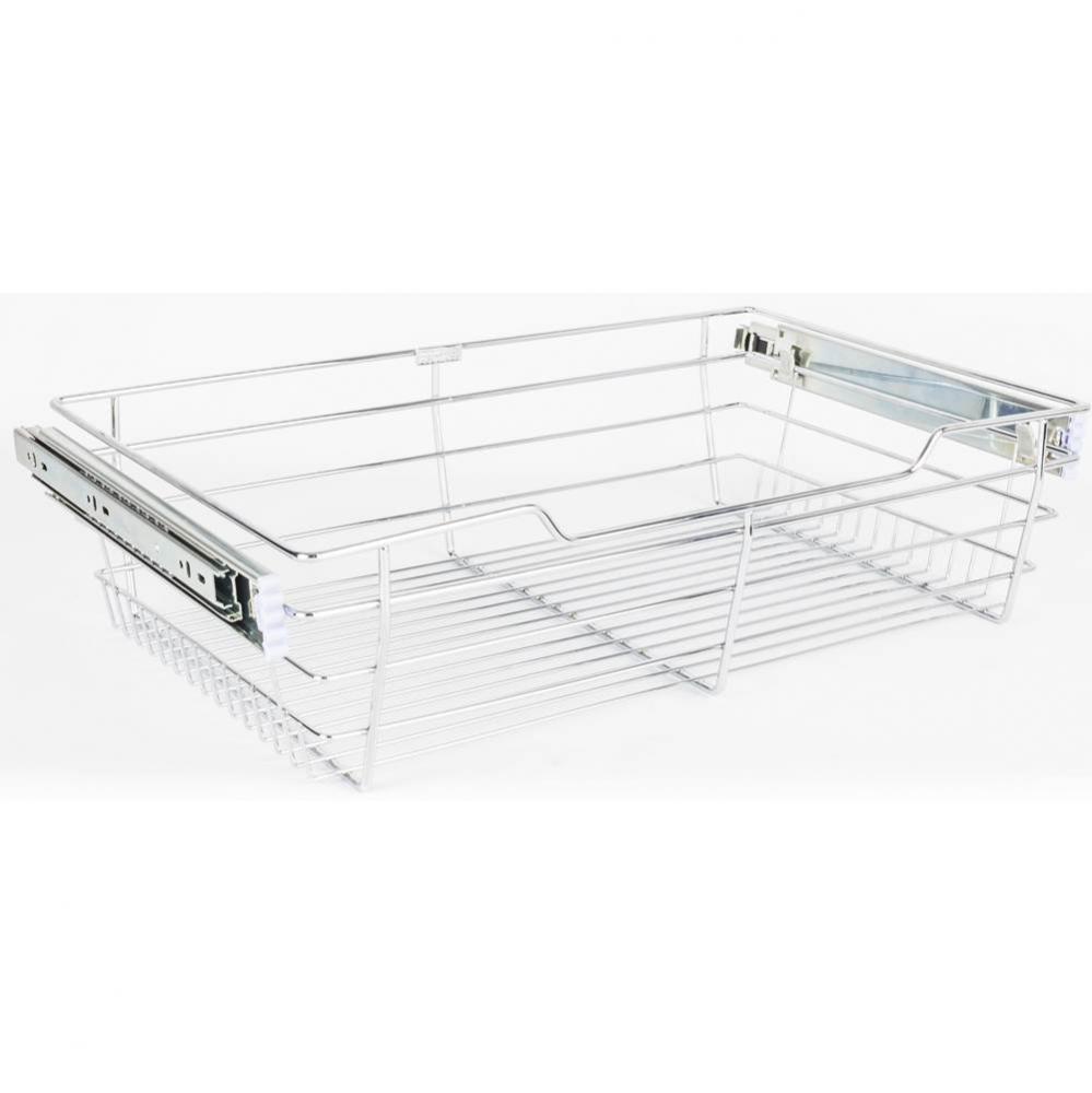 Chrome Closet Pullout Basket with Slides 16''D x 29''W x 6''H