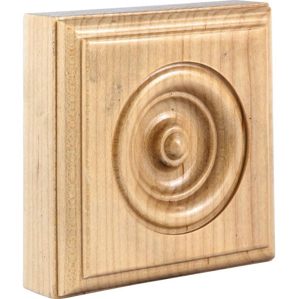 3-1/2'' W x 1-1/8'' D x 3-1/2'' H Oak Bead Edge Traditional Rosette