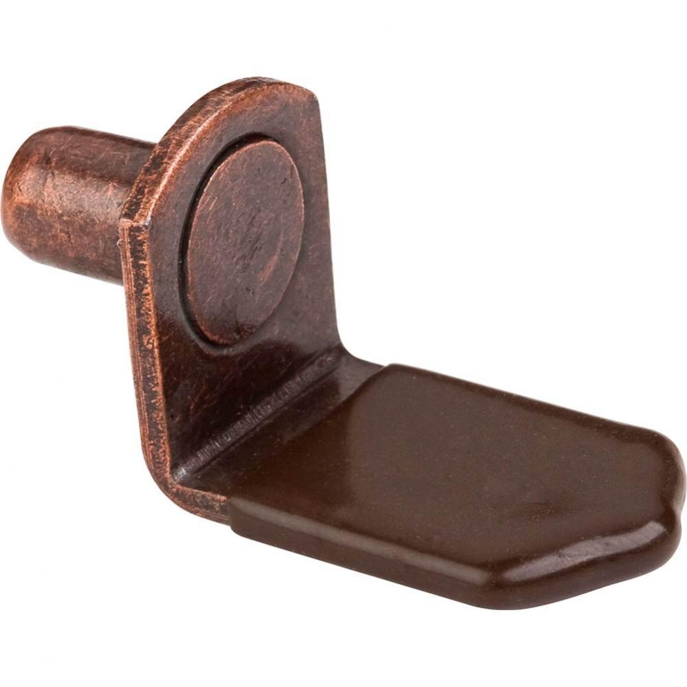 Antique Copper 1/4'' Pin Angled Shelf Support with 3/4'' Arm and Brown Plastic