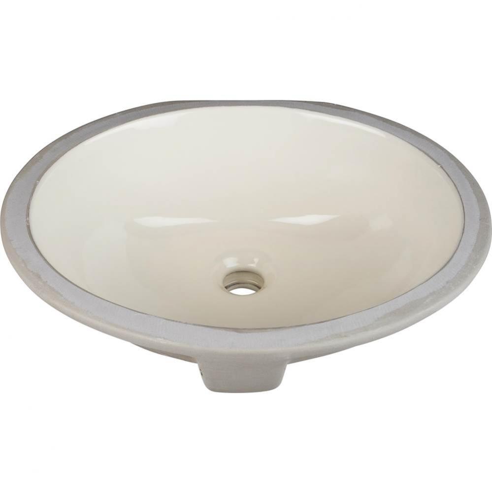 15-9/16'' L x 13'' W  Parchment Oval Undermount Porcelain Bathroom Sink With O