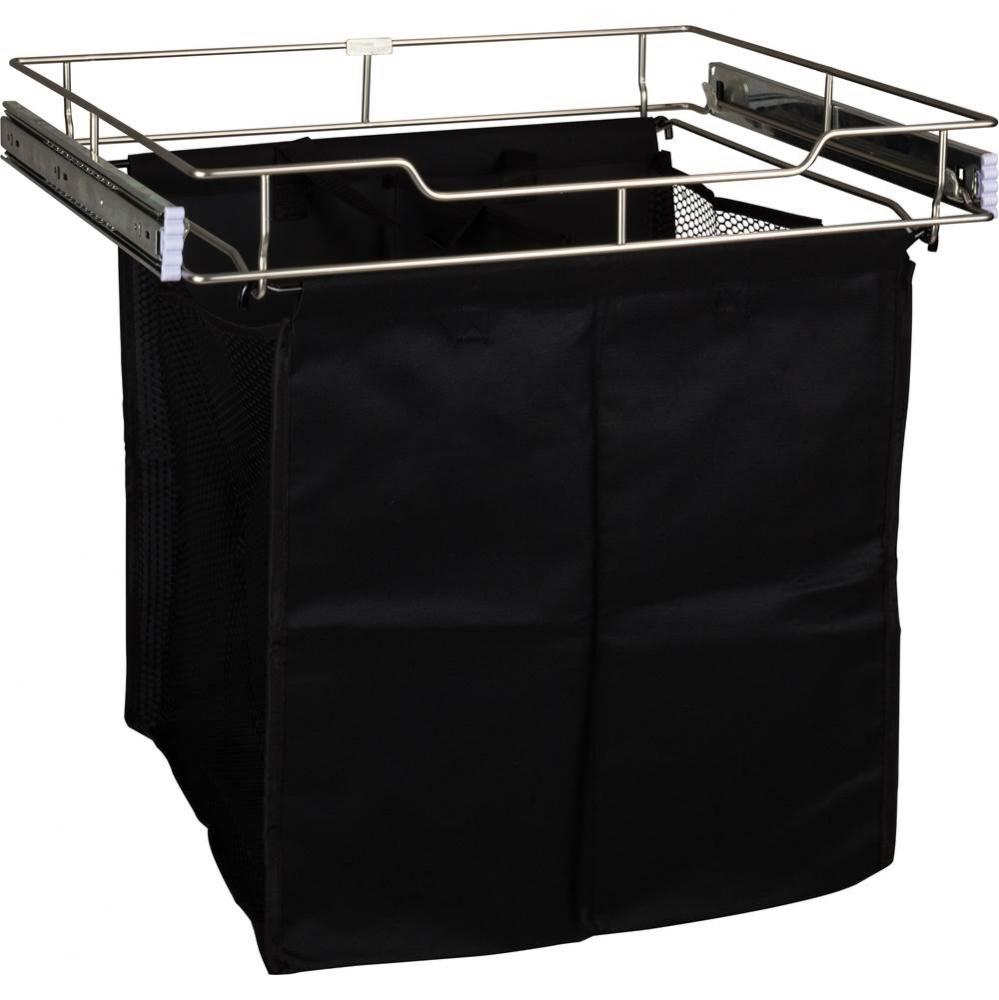 Satin Nickel 18'' Deep Pullout Canvas Hamper with Removable Laundry Bag