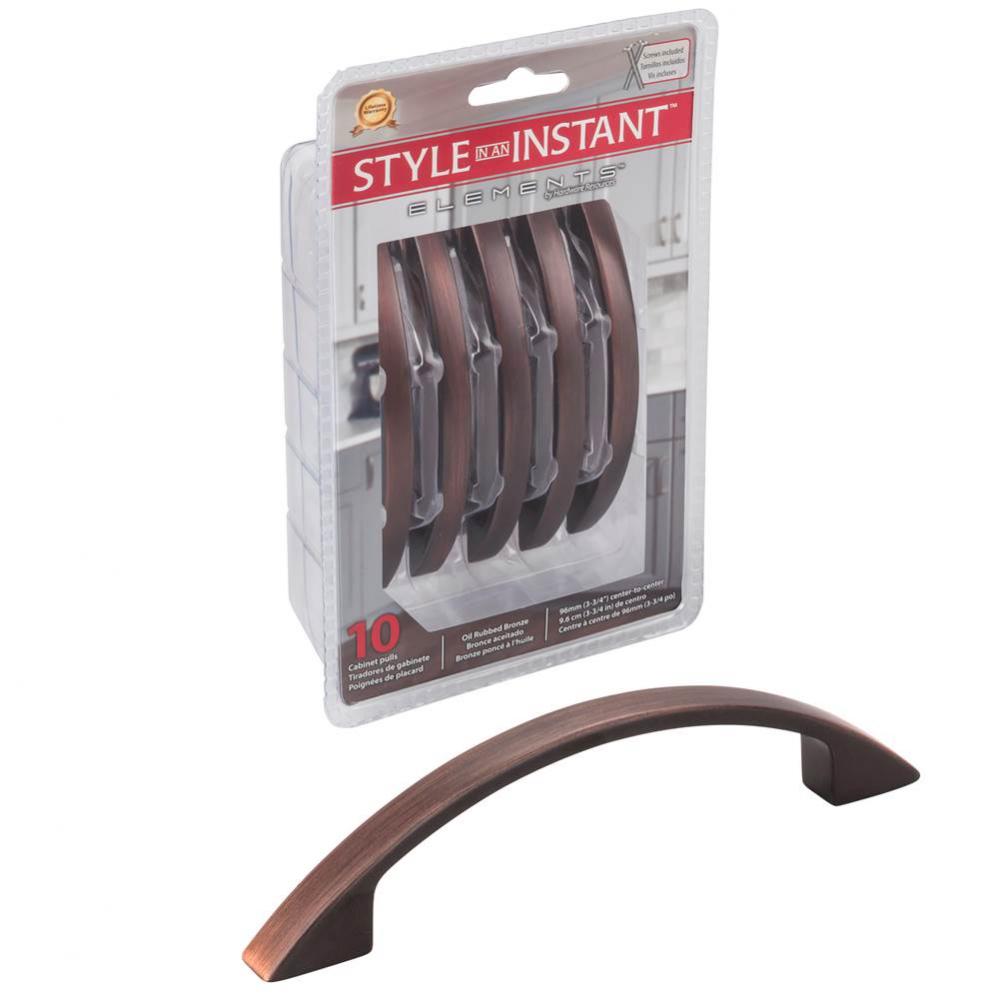 96 mm Center-to-Center Brushed Oil Rubbed Bronze Arched Somerset Retail Packaged Cabinet Pull