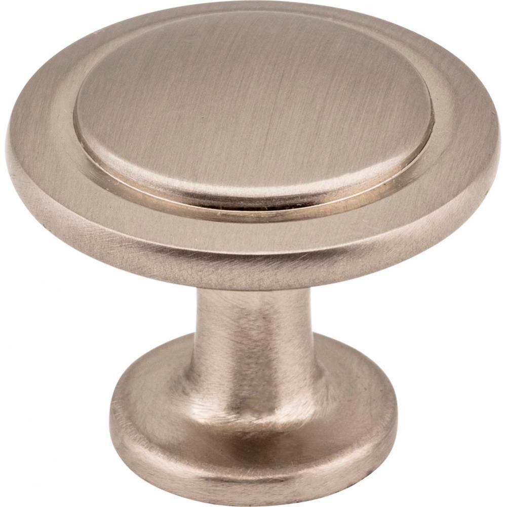 1-1/4'' Diameter Satin Nickel Round Button Gatsby Cabinet Knob