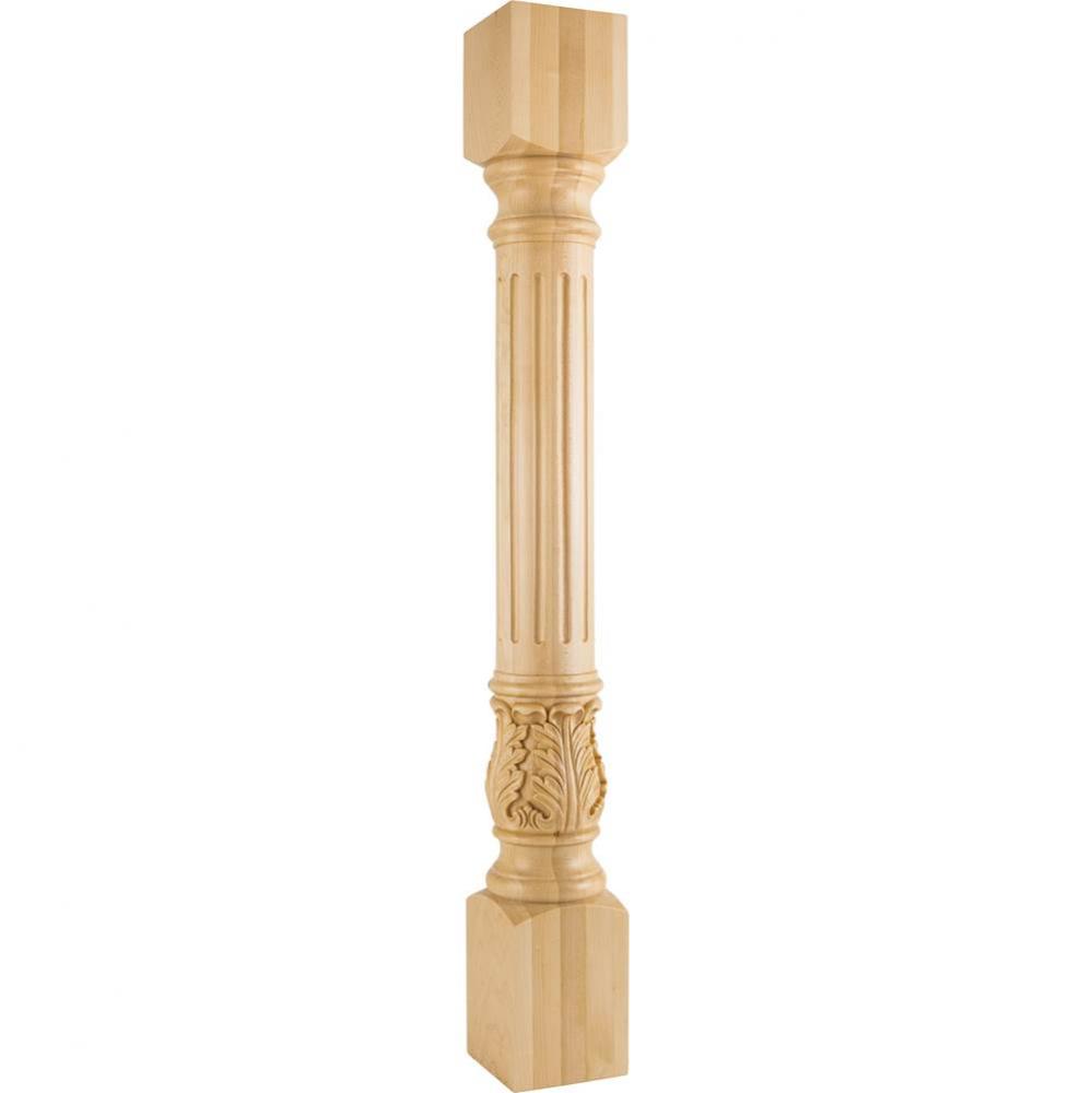 5'' W x 5'' D x 42'' H White Birch Fluted Acanthus Post