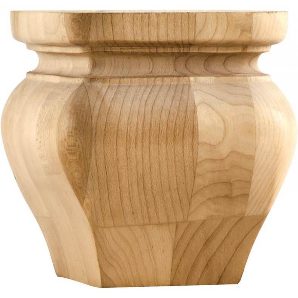 4-1/4'' W x 4-1/4'' D x 4-1/4'' H Maple Square Turned Bun Foot