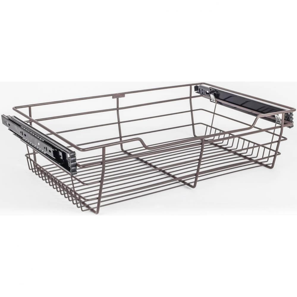 Dark Bronze Closet Pullout Basket with Slides 16''D x 23''W x 6''H