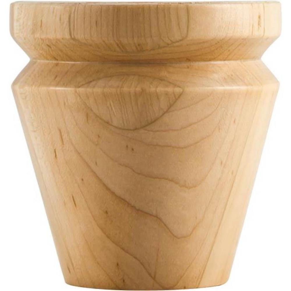 4'' W x 4'' D x 4'' H Rubberwood Round Grooved Tapered Bun Foot