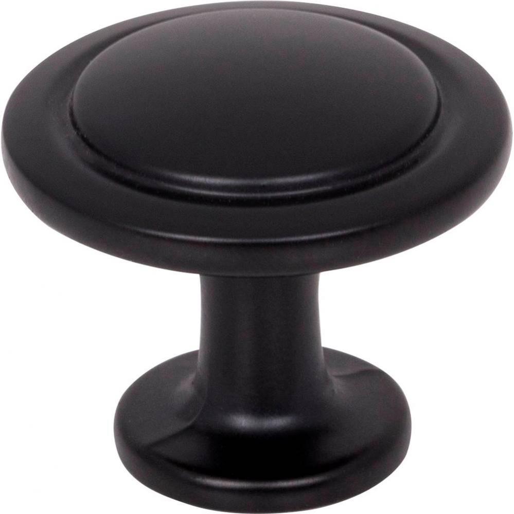 1-1/4'' Diameter Matte Black Round Button Gatsby Cabinet Knob