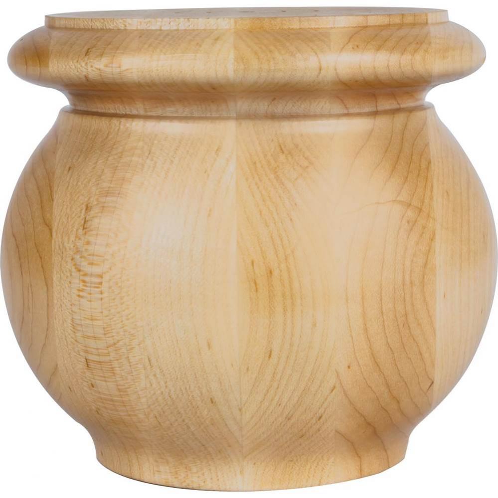 5'' W x 5'' D x 4-1/2'' H Rubberwood Pot Belly Bun Foot