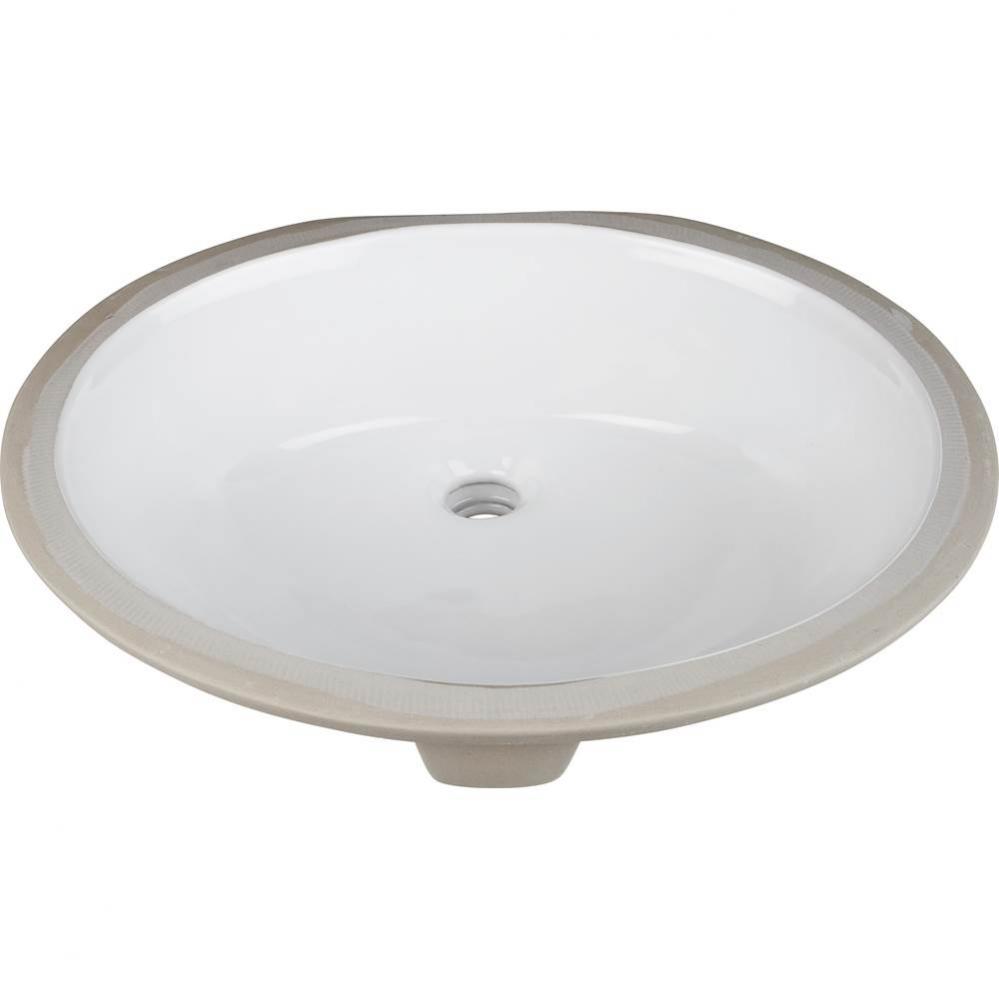 17-3/8'' x 14-1/4'' White Oval Undermount Porcelain Bathroom Sink With Overflo