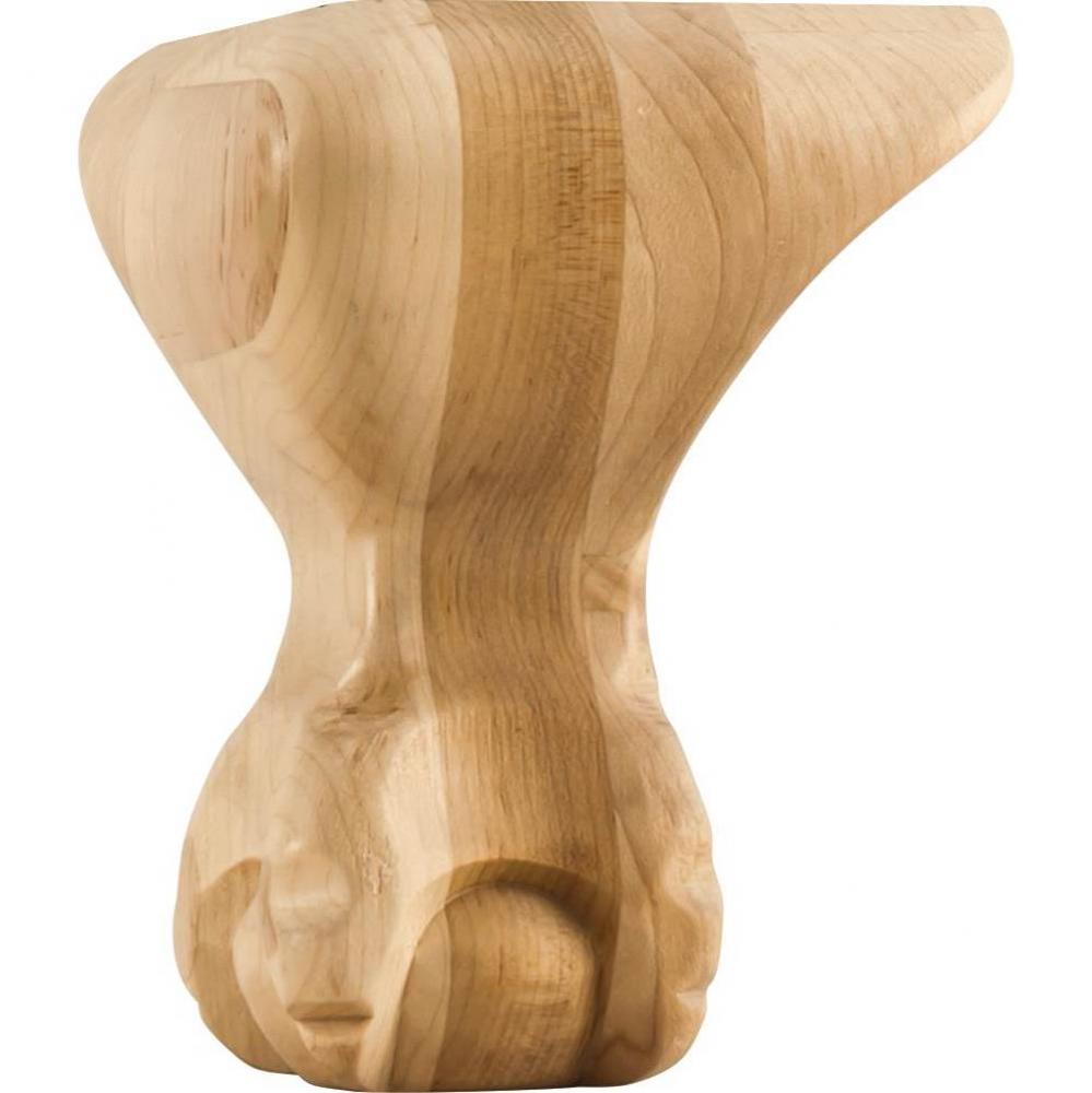 4-1/2'' W x 4-1/2'' D x 6'' H Rubberwood Smooth Ball and Claw Leg