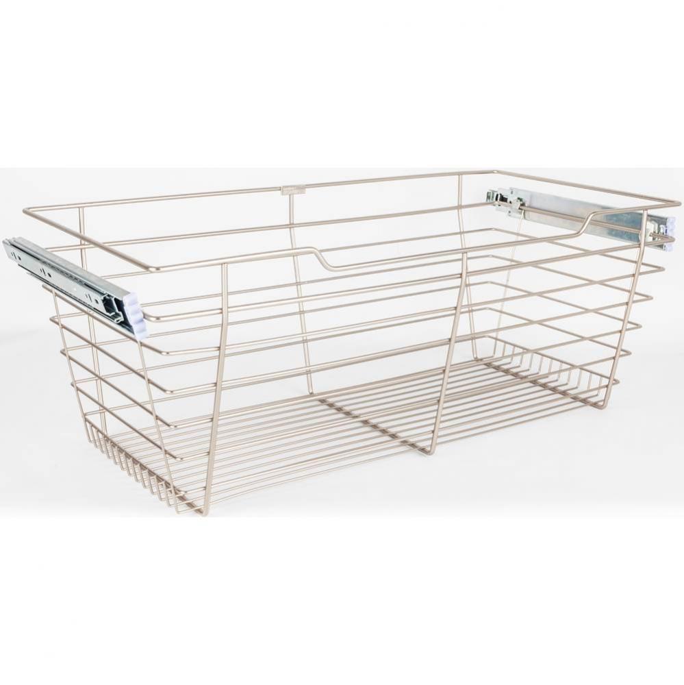 Satin Nickel Closet Pullout Basket with Slides 16''D x 23''W x 11''H