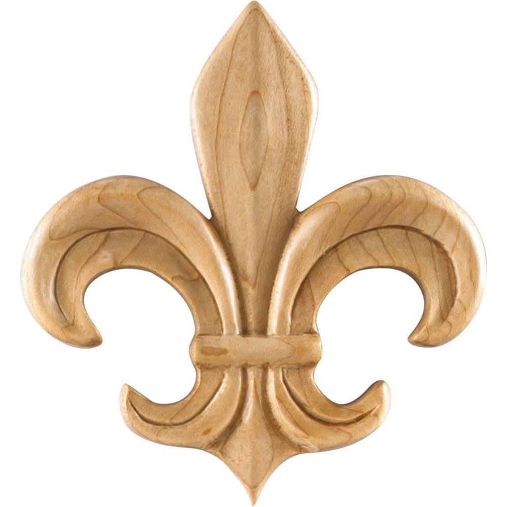 3-3/4'' W x 1/2'' D x 4-1/8'' H Maple Fleur-de-lis Applique