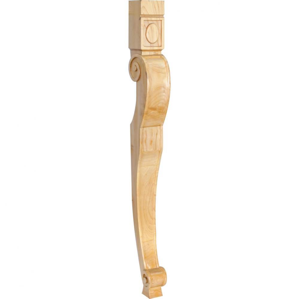 2-3/4'' W x 2-3/4'' D x 31'' H Rubberwood Baroque Leg