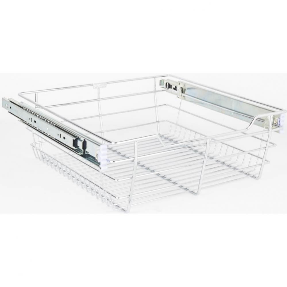 Chrome Closet Pullout Basket with Slides 14''D x 17''W x 6''H