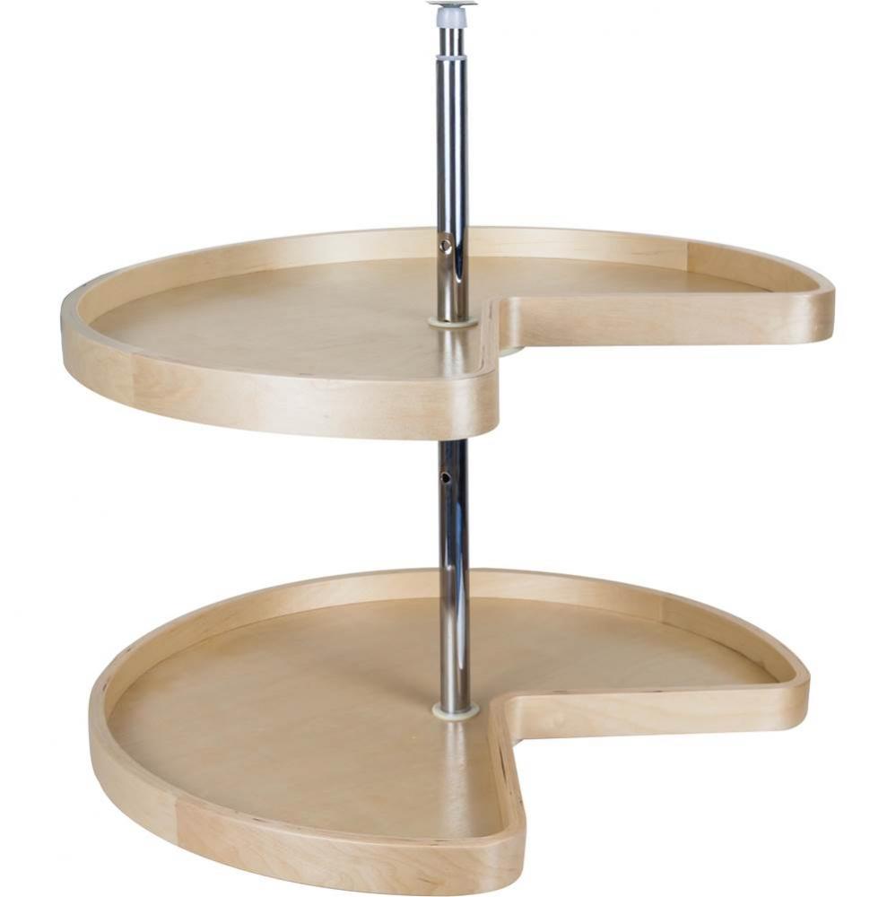 24'' Kidney Two-Shelf Banded Wood Lazy Susan Set