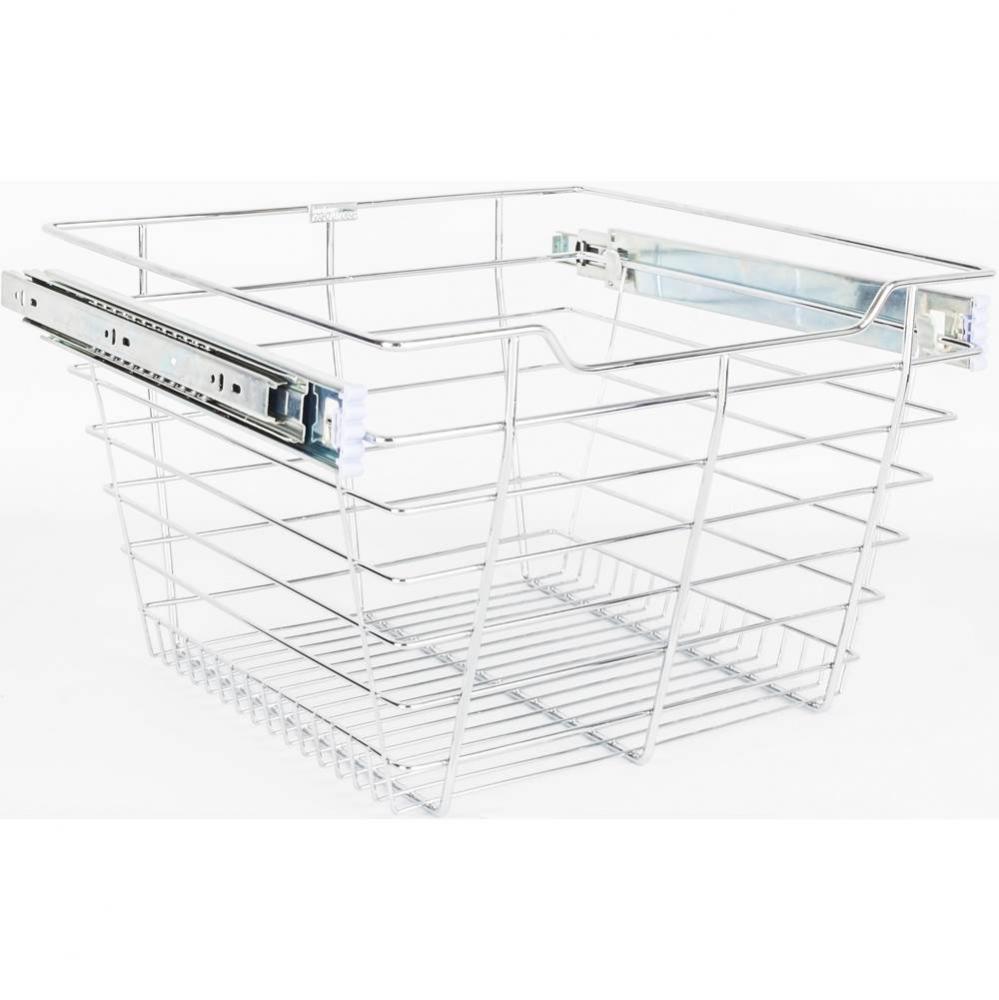 Chrome Closet Pullout Basket with Slides 16''D x 17''W x 11''H