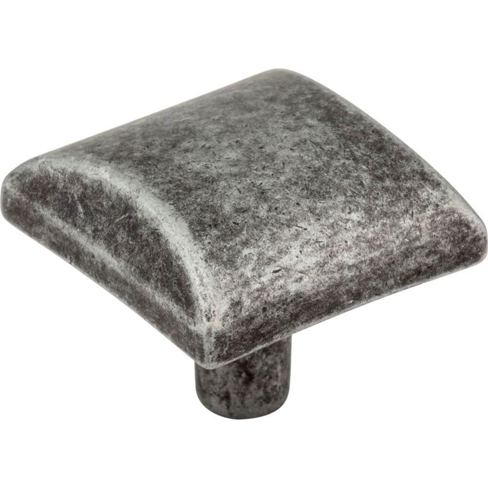 1-1/8'' Overall Length Distressed Antique Silver Square Glendale Cabinet Knob