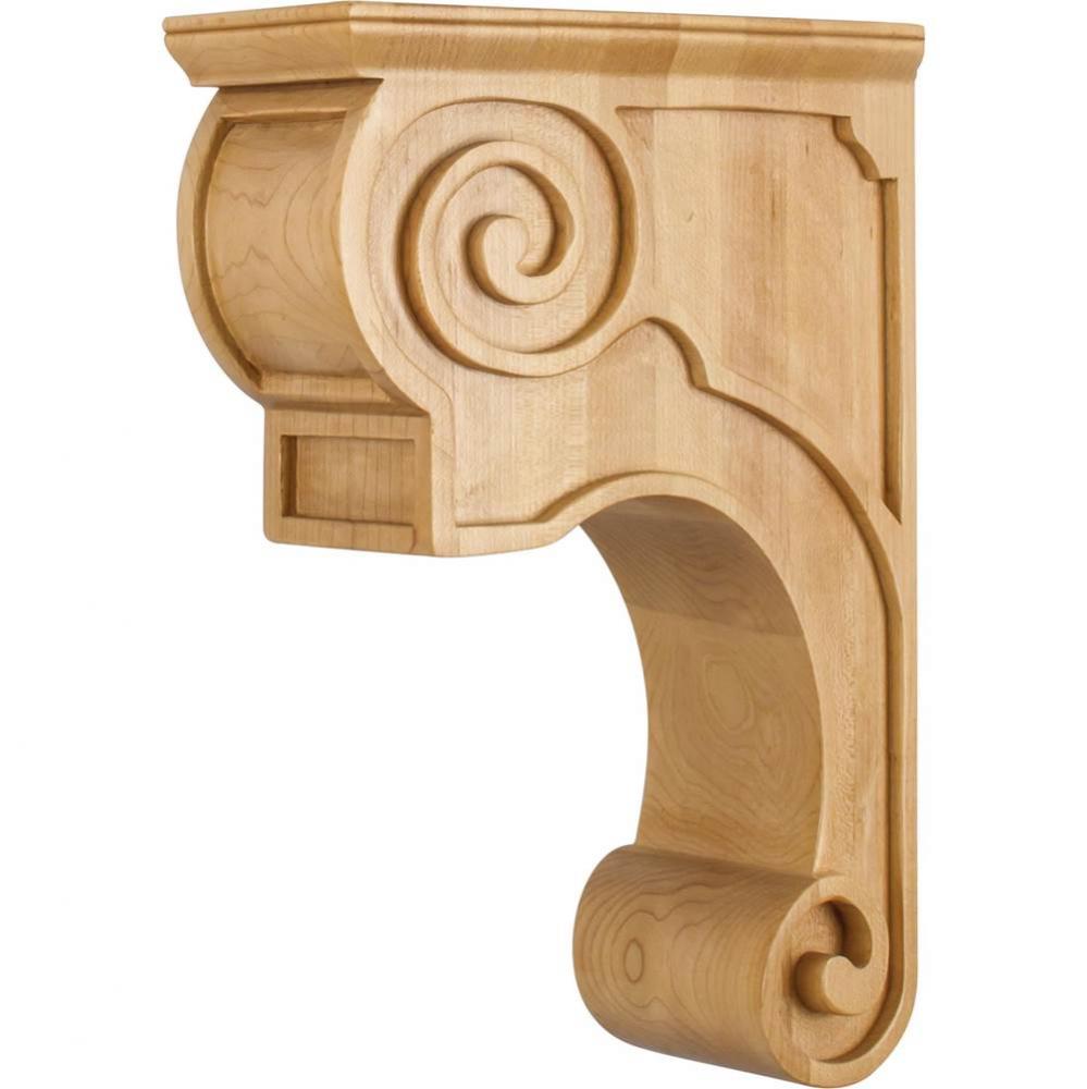 3-3/8'' W x 8'' D x 11-3/4'' H Maple Scrolled Mission Corbel